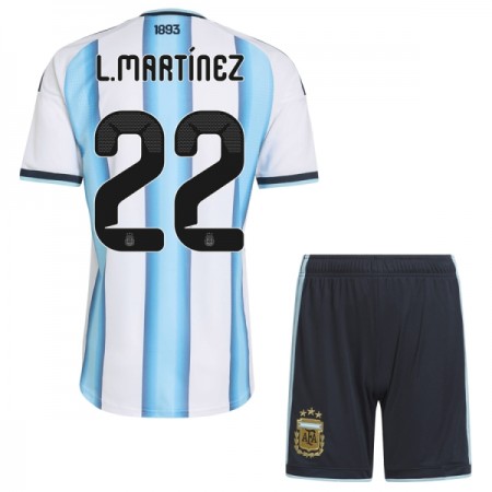 Koszulka Argentyna Lautaro Martinez 22 Dziecięcy Domowe MŚ 2026 Koszulki Piłkarskie Krótki Rękaw