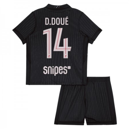 Koszulka Paris Saint-Germain D. Doue 14 Jordan Dziecięcy Czwarty 2025-26 Koszulki Piłkarskie Krótki Rękaw