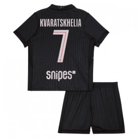Koszulka Paris Saint-Germain Kvaratskhelia 7 Jordan Dziecięcy Czwarty 2025-26 Koszulki Piłkarskie Krótki Rękaw