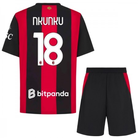Koszulka AC Milan Nkunku 18 Dziecięcy Domowe 2026-27 Koszulki Piłkarskie Krótki Rękaw