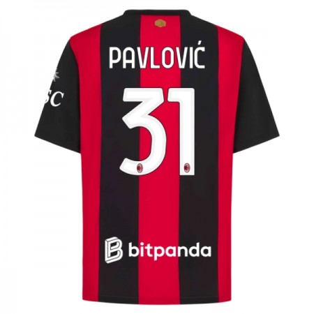 Koszulka AC Milan Pavlovic 31 Domowe 2026-27 Koszulki Piłkarskie Krótki Rękaw