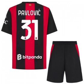 Koszulka AC Milan Pavlovic 31 Dziecięcy Domowe 2026-27 Koszulki Piłkarskie Krótki Rękaw