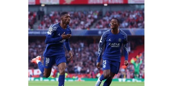 Arsenal przegrał 0-1 z Paris Saint-Germain u siebie, a Dembele strzelił błyskawiczną bramkę, zyskując przewagę