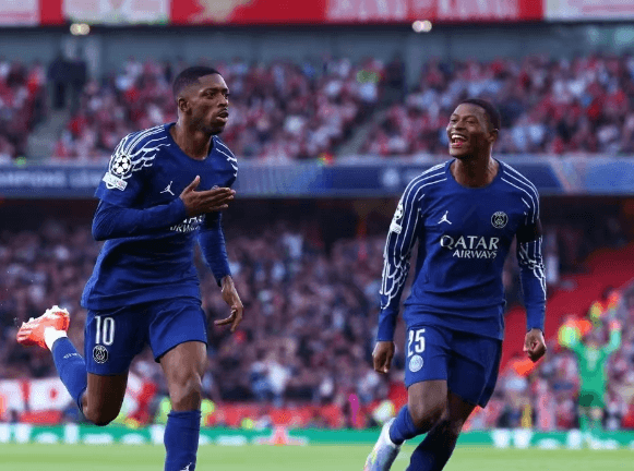 Arsenal przegrał 0-1 z Paris Saint-Germain u siebie, a Dembele strzelił błyskawiczną bramkę, zyskując przewagę